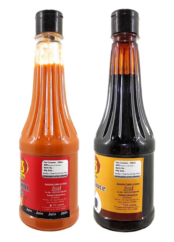 K3 Masala Jain Sauce WIth No Onion/Garlic Soya sauce & Red Chilli Sauce
