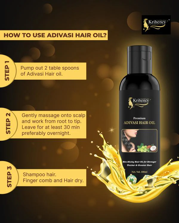 KRIHENCY Adivasi Ayurvedic Oil For Shiny long Hair, Dandruff & Hair