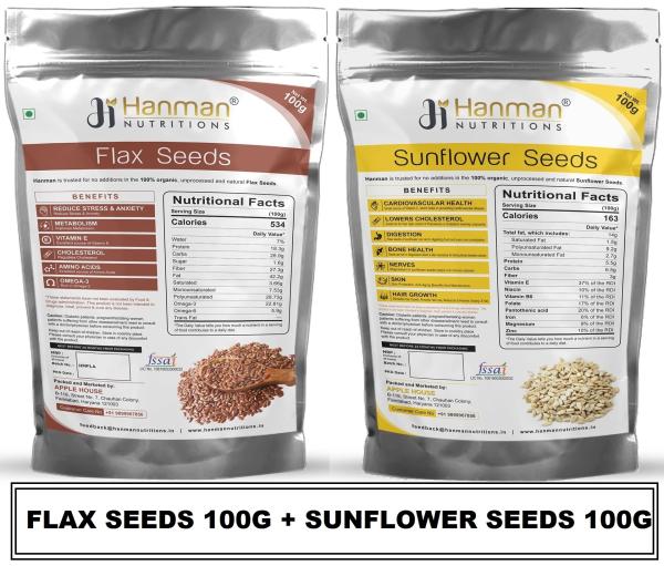 Hanman Nutritions Flax Seeds Weight Loss with Fiber Flax Seeds for Hair  Growth with Sunflower Seed - JioMart