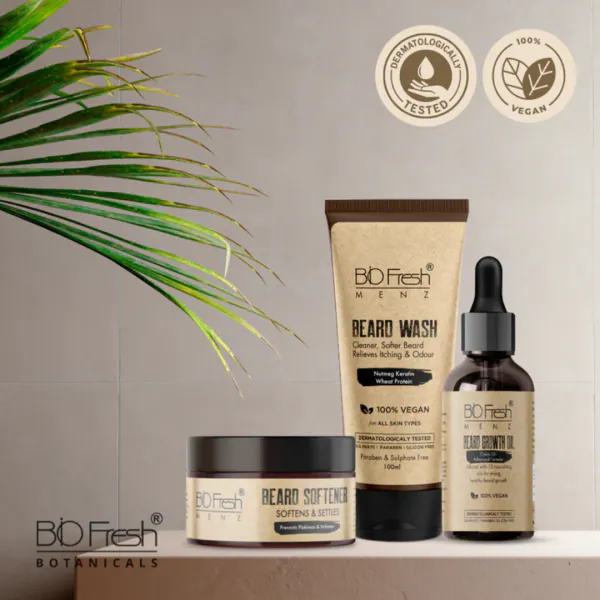 BioFresh Beard Growth Kit for Men/Beard Softener/Beard Growth Oil/Beard Wash/All Natural