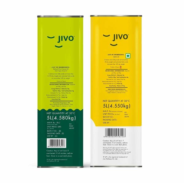 Jivo Pomace Olive Oil 5 Ltr + Extra Light Olive Oil 5 Ltr JioMart