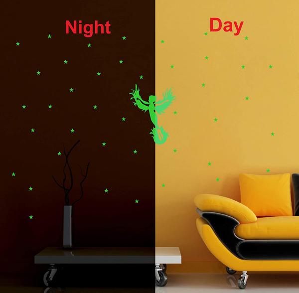 DreamKraft Green Vinyl Glow In The Dark Kids Room Decor Radium Wall