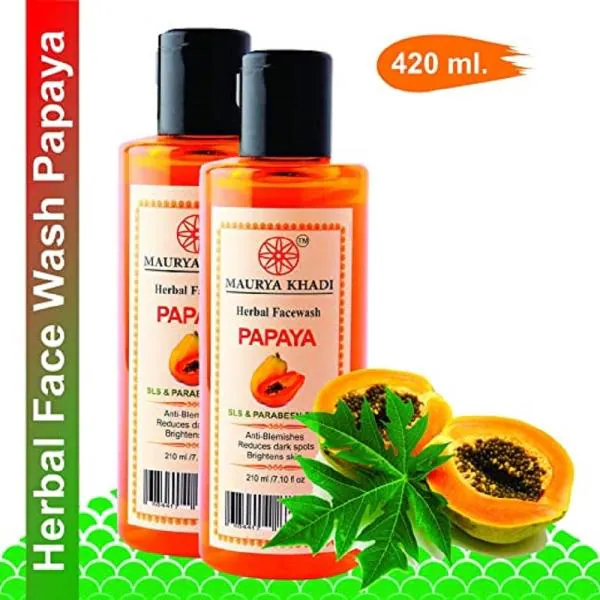 Maurya Khadi Papaya Face Wash SLS Paraben Free 210ml Pack of 2 JioMart