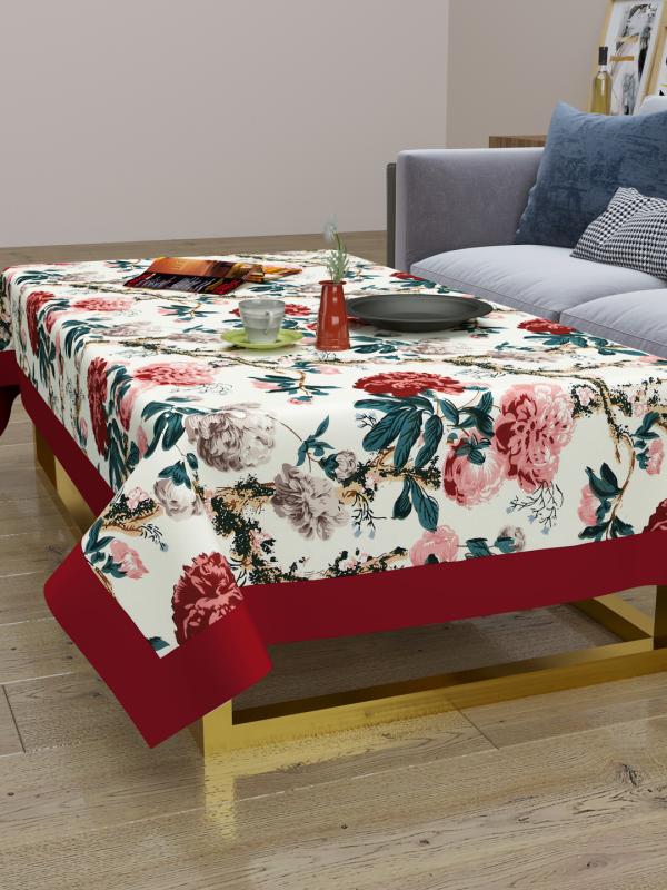 The Home Story 100 Cotton Centre Table Cover; 40x60 Inches; Floral