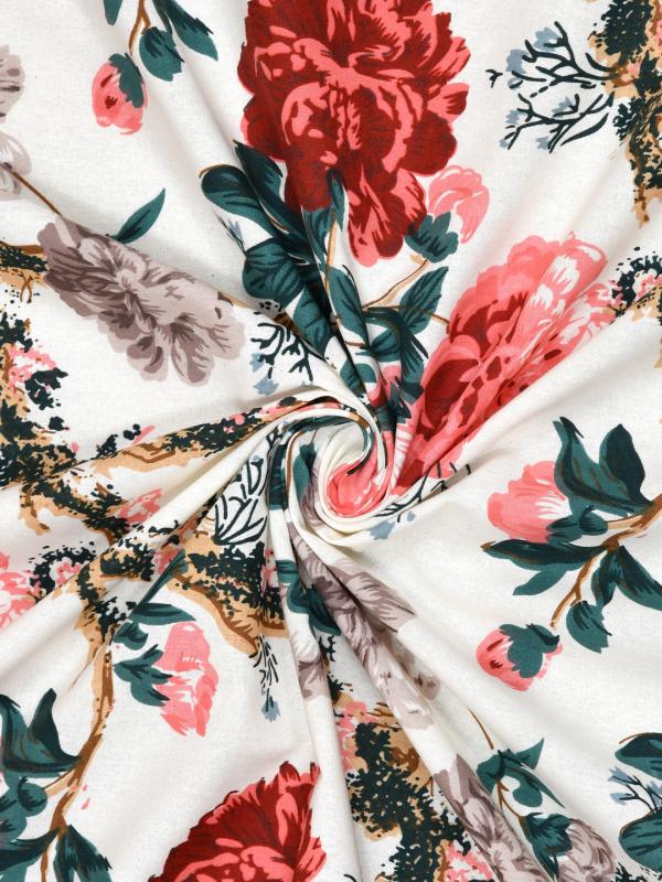 The Home Story 100 Cotton Centre Table Cover; 40x60 Inches; Floral