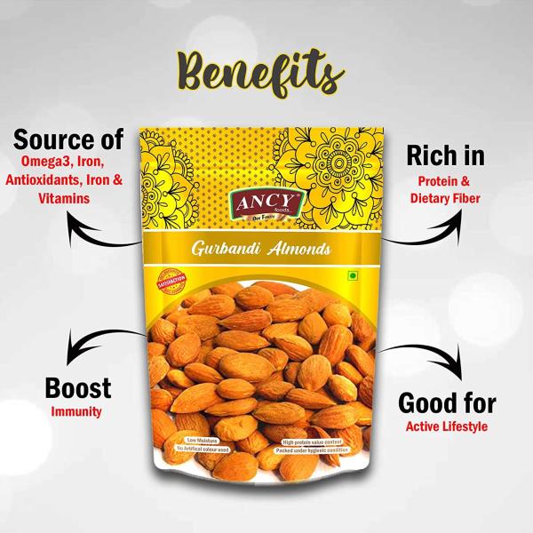 Ancy Gurbandi Almonds 1 kg (4 X 250 g) High in fiber & Boost Immunity