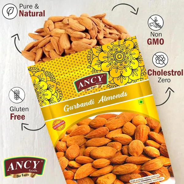 Ancy Gurbandi Almonds 1 kg (4 X 250 g) High in fiber & Boost Immunity