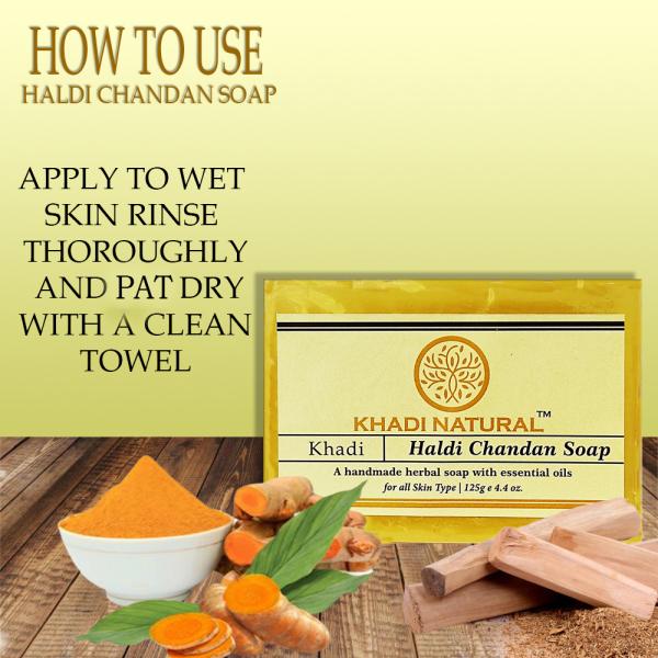 Khadi Natural Haldi Chandan Bathing Herbal Soap For AntiBacterial