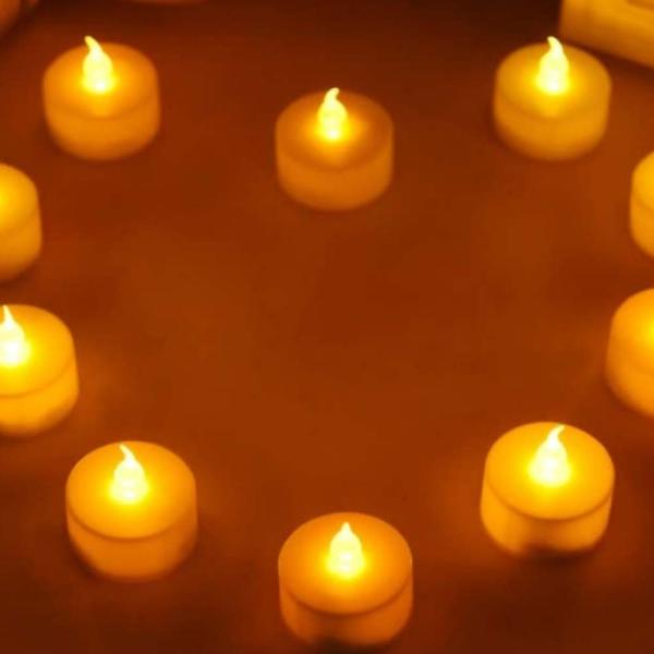 X4Cart Yellow 12 Pcs Acrylic Flameless And Smokeless Decorative Candles