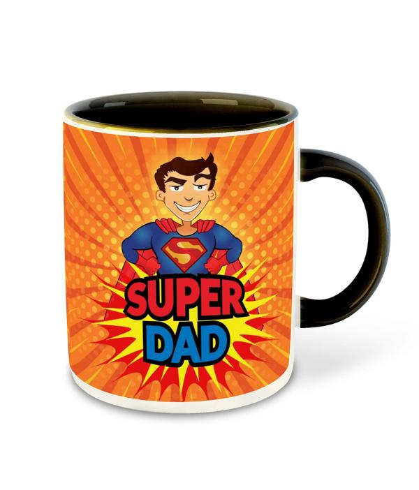 Whats Your Kick Dad Theme super Dad with Superman Cartoon Design Printed  Black Ceramic Coffee and Tea Mug 325 ML - JioMart