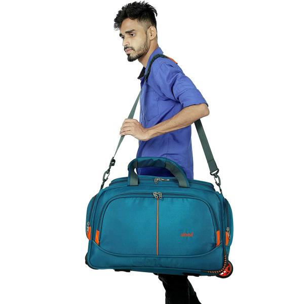 Niyara Sky Blue Sport Cabin Size Polar Wheel Duffel Luggage Bag For