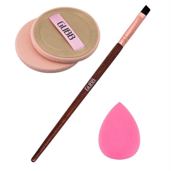 Gubb Beauty Blender, Powder Puff And Soft Bristle Eye Liner Brush JioMart