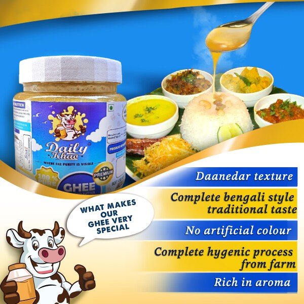 Daily Khao Pure Bengali Cow Ghee 250ml (Pack of 2) Quality product