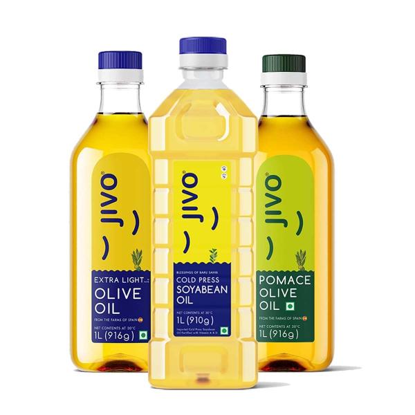 Jivo Soyabean Oil, ExtraLight Olive Oil and Pomace Olive Oil 1 Ltr each pack of 3