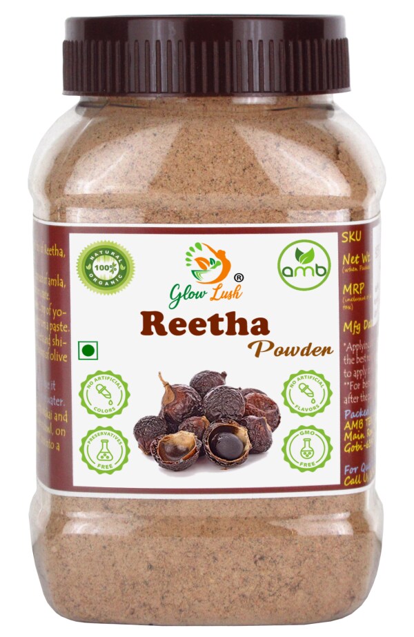 Glow Lush Natural Reetha Powder for Hair pack & wash(150g)Aritha