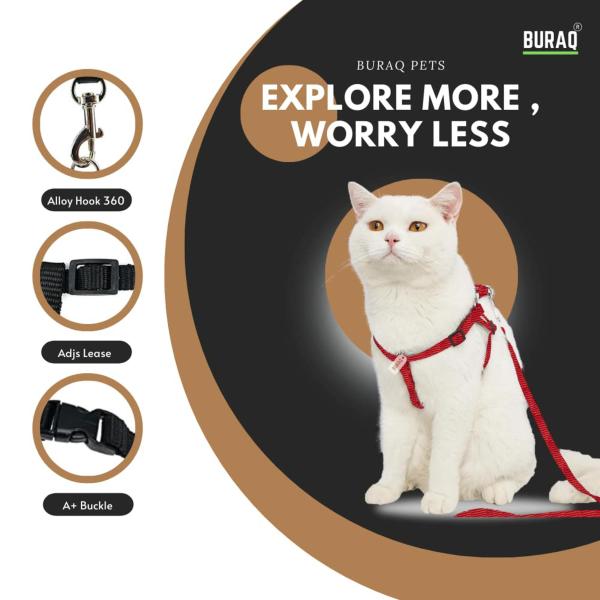 Buraq Red Leash with Full Body Harness Set for Cats JioMart