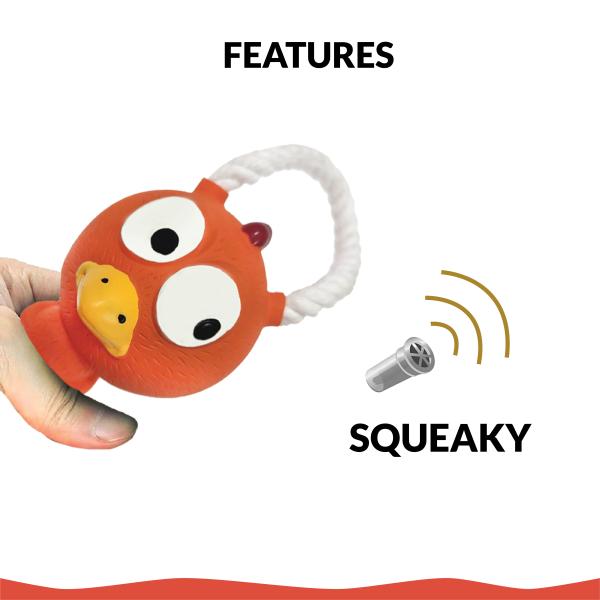 Goofy Tails Chicken Latex Squeaky Dog Toy (Orange) Natural Latex Rubber Toy for Puppies