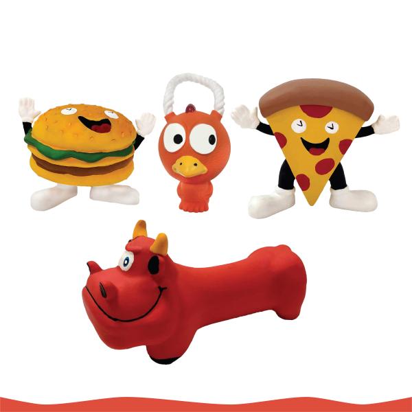 Goofy Tails Chicken Latex Squeaky Dog Toy (Orange) Natural Latex Rubber Toy for Puppies