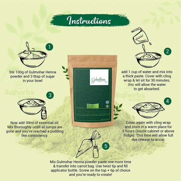 Gulmohar Organic BAQ Mehandi Powder (triple shifted) Sojat Rajasthani