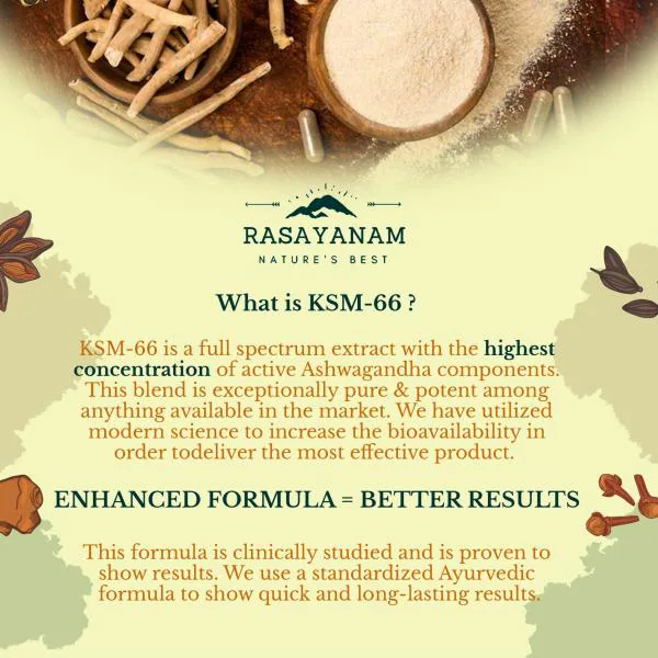Rasayanam Ashwagandha KSM66 (500 mg) Strongest Ashwagandha Extract
