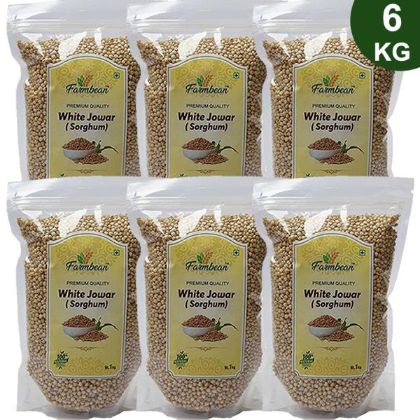 Farmbean Whole White Jowar Grains 6 KG / / Jonna /Jowar Sabut