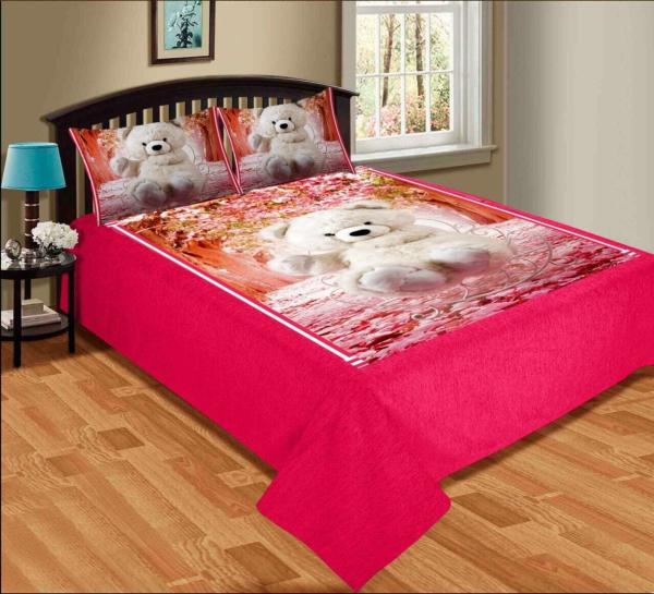 Homester Home Digital Print Velvet Double Bedsheet With pillow cover