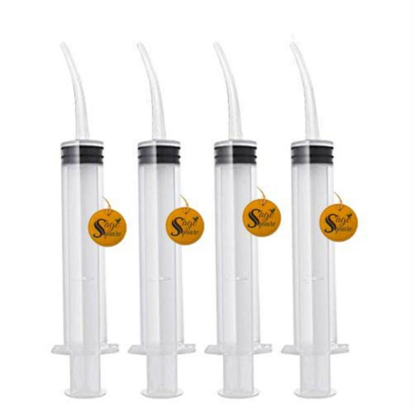 Sage Square Disposable Dental Irrigation Utility Syringe With Curved Tip For Dental Care (4Pcs