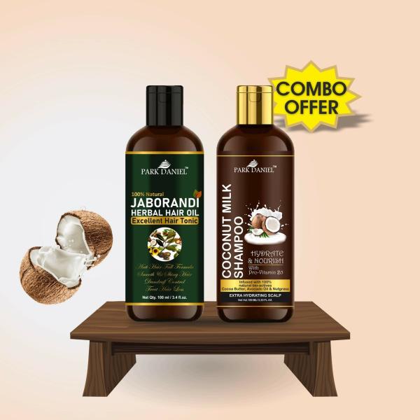 Park Daniel Premium Jaborandi Herbal Hair Oil And Coconut Milk Herbal Shampoo For Hair Growth