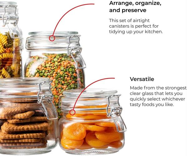 Cracker Transparent Glass Food Storage Jar Container With Airtight