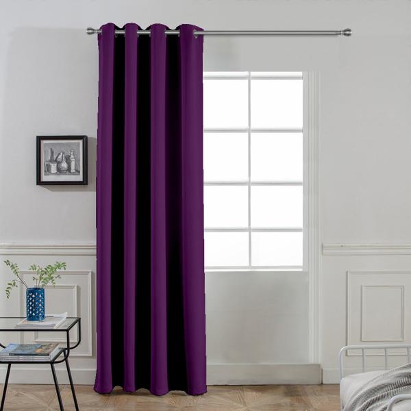 Divine Casa Blackout Dark Purple Solid, Dark Purple Room Darkening Curtains