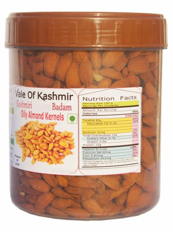 Vale Of Kashmiri Almond Kernels In Jar, Kashmiri Badam Giri 1 Kg, Choti