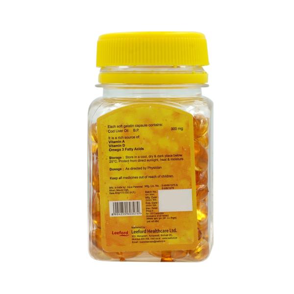 Leeford Codvel Cod Liver Fish Oil Capsules With Vitamin A,Vitamin D And