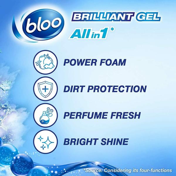 Bloo Brilliant Gel All in 1 Toilet Cleaner Rim Block Arctic Ocean Twin