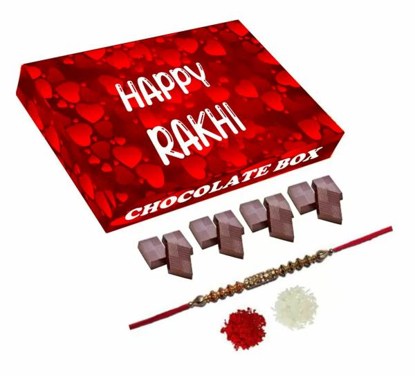 Kinoki Happy Rakhi Red Color Chocolate Box For Rakhi Gift and