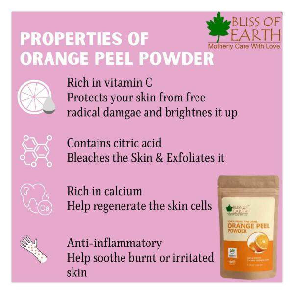 Bliss of Earth 100 Pure Orange Peel Powder For Face & Hair (100 g