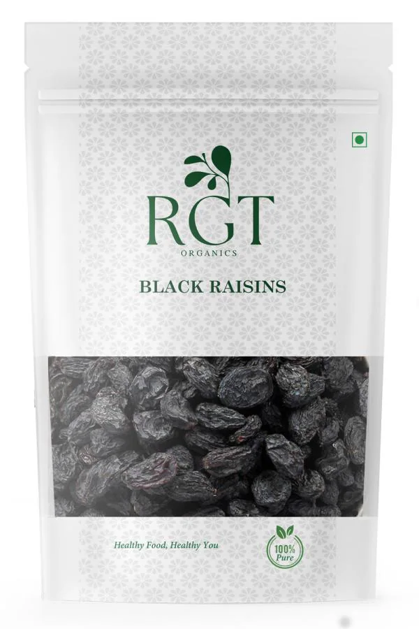RGT Organics Seedless Black Raisins 200Gm Kishmish Black Dry Grapes