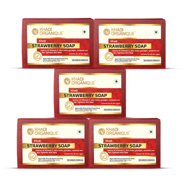 Khadi Organique Strawberry Soap Pack of 5 JioMart