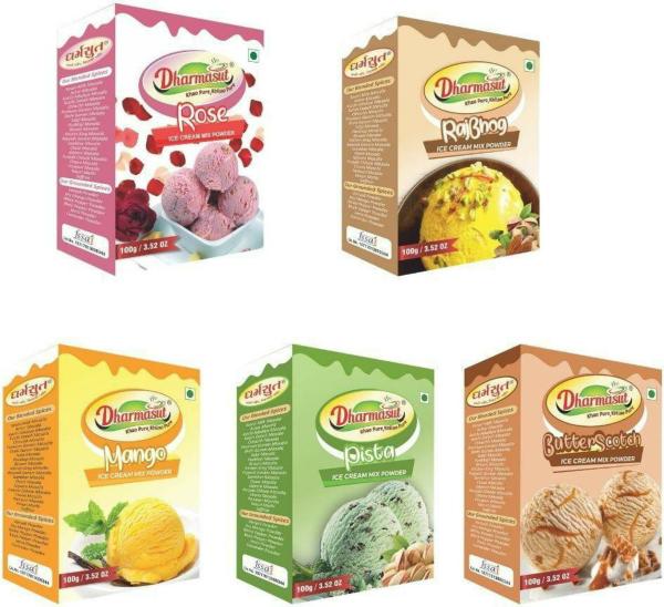 Dharmasut Rose, Rajbhog, Mango, Pista, Butterscotch Ice Cream Powder