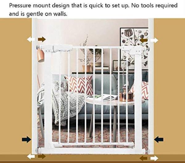 Pets Empire Retractable Pet gate Wide Baby With Cat Door Metal White