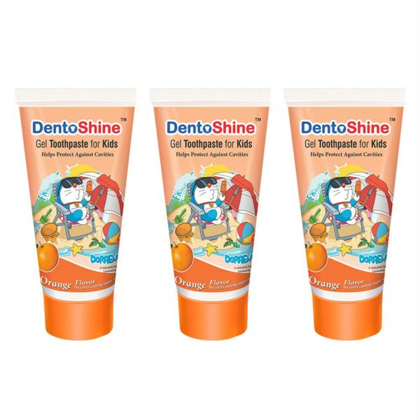 DentoShine Gel toothpaste for Kids Orange Doraemon, Pack of 3 (80 g