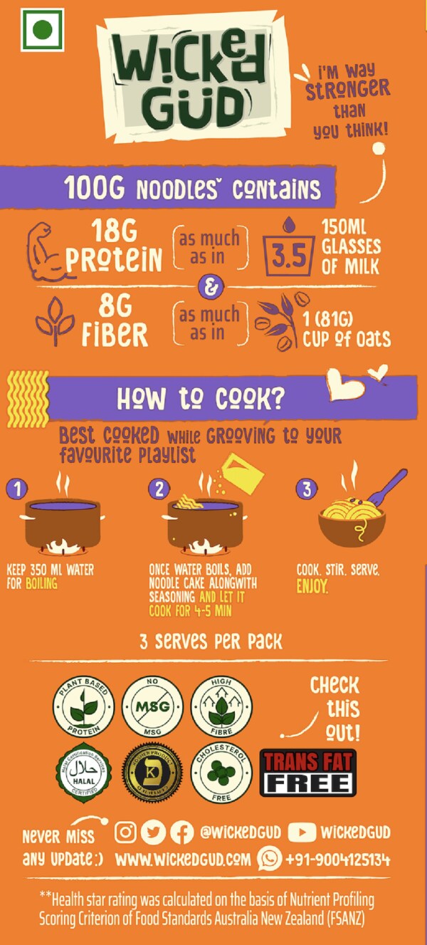 WickedGud Nourishing Schezwan Instant Noodles (207gm x 3) Healthy
