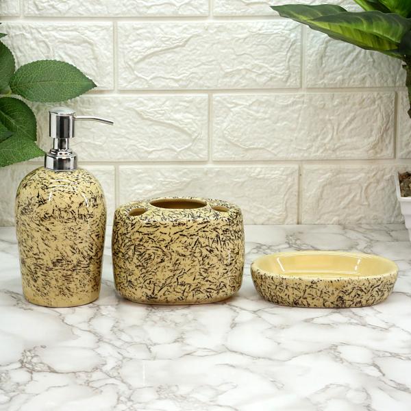 Kookee Ceramic Bathroom Accessories Set of 3, Bathroom Accessory Set