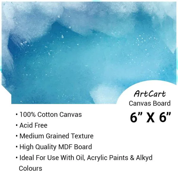 Artcart White Cotton Canvas Oil Painting Boards, 6 X 6 Inch (Pack Of 5