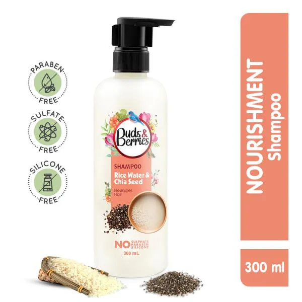 Buds & Berries Rice Water & Chia Seed Nourishment Shampoo For Hair Growth & Hair  fall Control | No Sulphate, No Paraben - 300 ml - JioMart