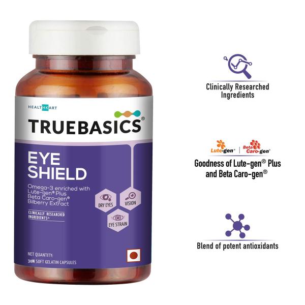 TrueBasics Eye Shield with Lutein, Zeaxanthin & Omega3 for dry eyes