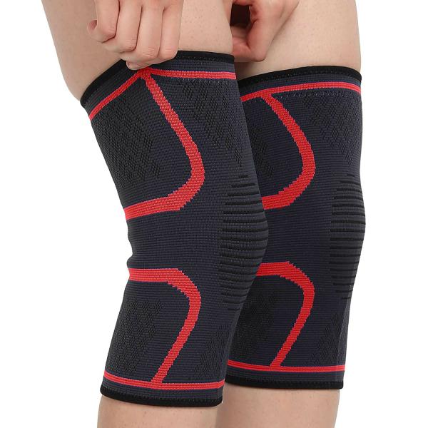 Skudgear Red Nylon Large Knee Support Compression Sleeves For Unisex