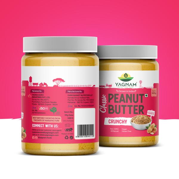 YAGNAM Classic Peanut Butter Crunchy Made with Roasted Peanuts Ready to