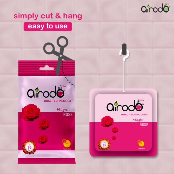 Airodo Dual Technology Magic Rose Power Pocket Power Gel Air Freshener Bathroom and Toilet