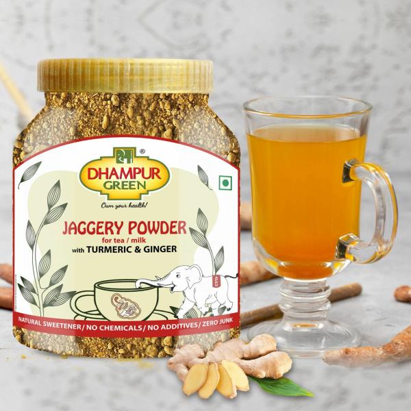 Dhampur Green Jaggery Powder with Turmeric & Ginger 700g, 100 Pure