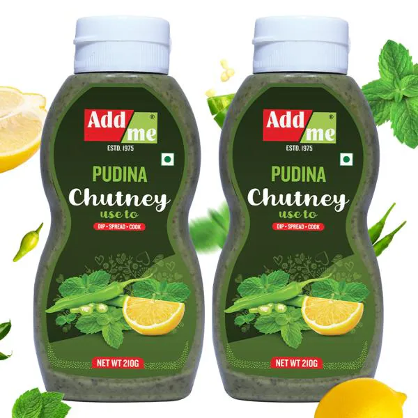Add me pudina Chutney 210gm Pack of 2 Classic Indian Mint Sauce pani